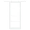 Porte Coulissante avec Kit de Quincaillerie 'ORKDAL'en Bois Massif Blanc et Verre 