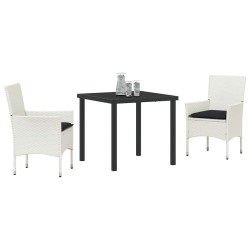 Ensemble de jardin 3 pièces avec coussins en polyrotin blanc. 