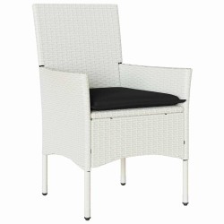 Ensemble de jardin 3 pièces avec coussins en polyrotin blanc. 