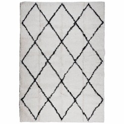 Tapis shaggy PAMPLONA poils longs moderne crème noir 140x200 cm 