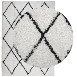 Tapis shaggy PAMPLONA poils longs moderne crème noir 140x200 cm 