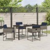 Ensemble de jardin 5 pièces avec coussins en poly rotin gris 