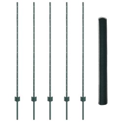 Poteaux de clôture 5 pcs U-Channel Vert 140 cm Acier 