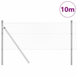 Jeu de Poteaux de Clôture Argent 0.4 x 10 m Acier galvanisé 