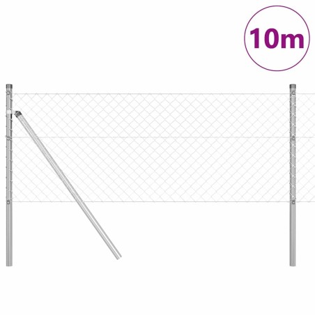 Jeu de Poteaux de Clôture Argent 0.4 x 10 m Acier galvanisé 