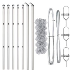 Jeu de Poteaux de Clôture Argent 0.4 x 10 m Acier galvanisé 