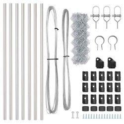 Jeu de Poteaux de Clôture Argent 0.4 x 10 m Acier galvanisé 