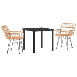 Ensemble de dîner de jardin 3 pièces en rattan poly brown 
