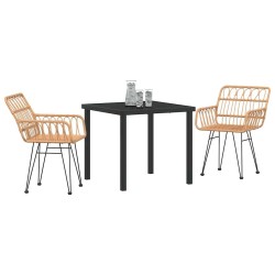 Ensemble de dîner de jardin 3 pièces en rattan poly brown 