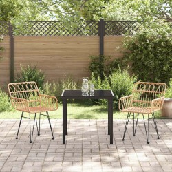 Ensemble de dîner de jardin 3 pièces en rattan poly brown 