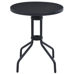 Table de jardin Noir 60 cm Acier et verre 