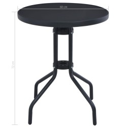Table de jardin Noir 60 cm Acier et verre 