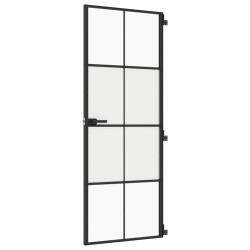 Porte intérieure mince noir 76x201,5 cm verre trempé aluminium 