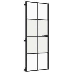 Porte intérieure mince noir 76x201,5 cm verre trempé aluminium 