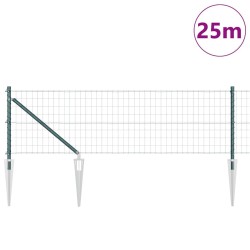 Clôture Euro avec 13 poteaux en pointe 0,8 x 25 m en acier galvanisé vert 