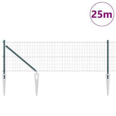 Clôture Euro avec 13 poteaux en pointe 0,8 x 25 m en acier galvanisé vert 