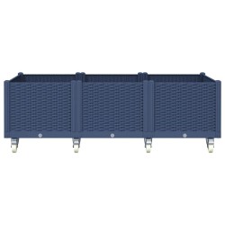 Jardinière à roulettes bleu gris 150x80x54 cm PP 