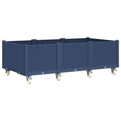 Jardinière à roulettes bleu gris 150x80x54 cm PP 