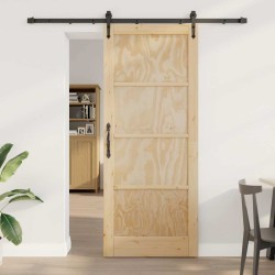 Porte Coulissante avec quincaillerie 86x211 cm en Bois massif de pin 