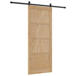 Porte Coulissante avec quincaillerie 86x211 cm en Bois massif de pin 