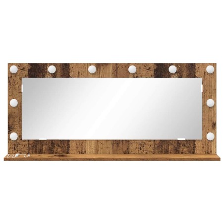 Miroir de maquillage avec lumières LED Bois ancien 100x45x18 cm 