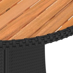 Table à dîner de jardin Noir Ø 70 cm Résine tressée et acacia 