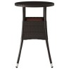 Table de jardin Ø60x75 cm Verre trempé/résine tressée Marron 