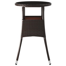 Table de jardin Ø60x75 cm Verre trempé/résine tressée Marron 