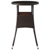 Table de jardin Ø60x75 cm Verre trempé/résine tressée Marron 