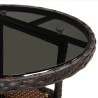 Table de jardin Ø60x75 cm Verre trempé/résine tressée Marron 