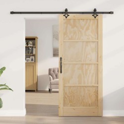 Porte Coulissante avec Set de Matériel 86x198.5 cm Bois Massif de Pin 
