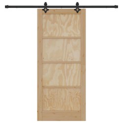 Porte Coulissante avec Set de Matériel 86x198.5 cm Bois Massif de Pin 