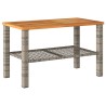 Table de jardin gris 70x38x42 cm résine tressée et bois acacia 
