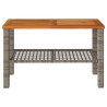 Table de jardin gris 70x38x42 cm résine tressée et bois acacia 