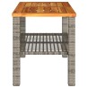 Table de jardin gris 70x38x42 cm résine tressée et bois acacia 