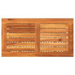 Table de jardin gris 70x38x42 cm résine tressée et bois acacia 