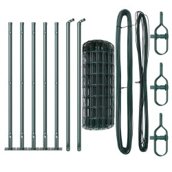 Clôture Européenne avec 7 poteaux flangés 0,4 x 10 m en acier galvanisé 