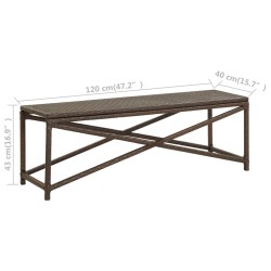 Banc de jardin 120 cm Résine tressée Marron 