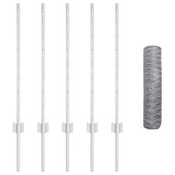 Poteaux de clôture 5 pcs U-Channel 80 cm en acier galvanisé 