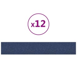 Panneaux muraux 12 pcs Bleu 90x15 cm Tissu 1,62 m² 