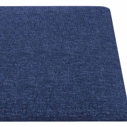 Panneaux muraux 12 pcs Bleu 90x15 cm Tissu 1,62 m² 