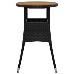 Table de jardin Ø60x75 cm Acacia et résine tressée Noir 