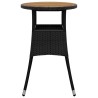 Table de jardin Ø60x75 cm Acacia et résine tressée Noir 
