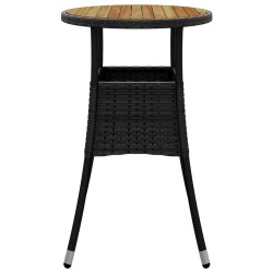 Table de jardin Ø60x75 cm Acacia et résine tressée Noir 