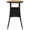 Table de jardin Ø60x75 cm Acacia et résine tressée Noir 
