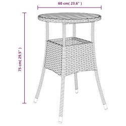 Table de jardin Ø60x75 cm Acacia et résine tressée Noir 