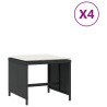 Tabourets de jardin et coussins lot de 4 noir 40x40x35 cm rotin 