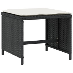 Tabourets de jardin et coussins lot de 4 noir 40x40x35 cm rotin 
