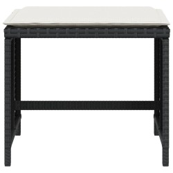 Tabourets de jardin et coussins lot de 4 noir 40x40x35 cm rotin 