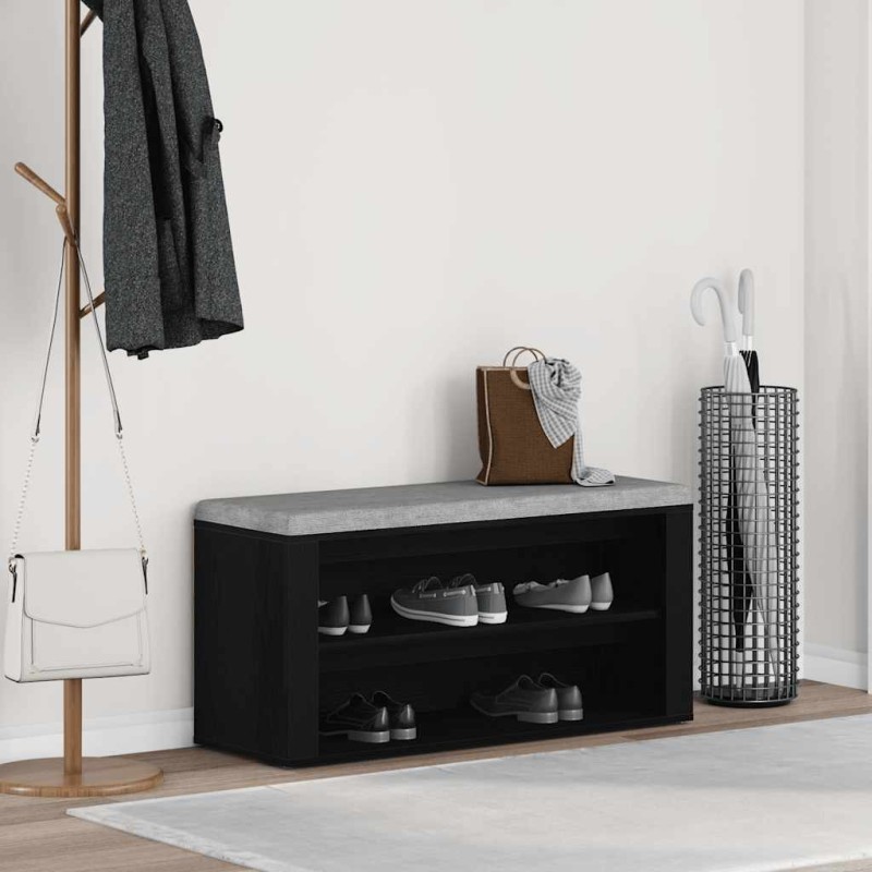 Banc à chaussures Chêne noir 100x35x45 cm Bois d'ingénierie 